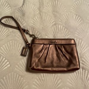 EUC Coach bronze leather small wristlet